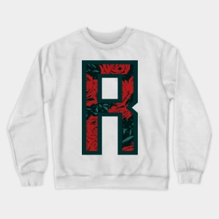 Modern Rose Floral Initial Name Alphabet - LetterR Crewneck Sweatshirt